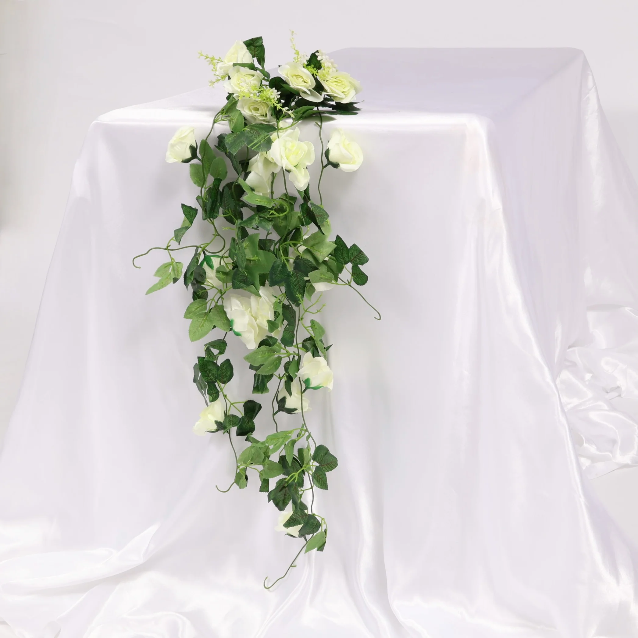 CLEARANCE White Rose (6cm) Flower Waterfall Bouquet - 1m - Image 4