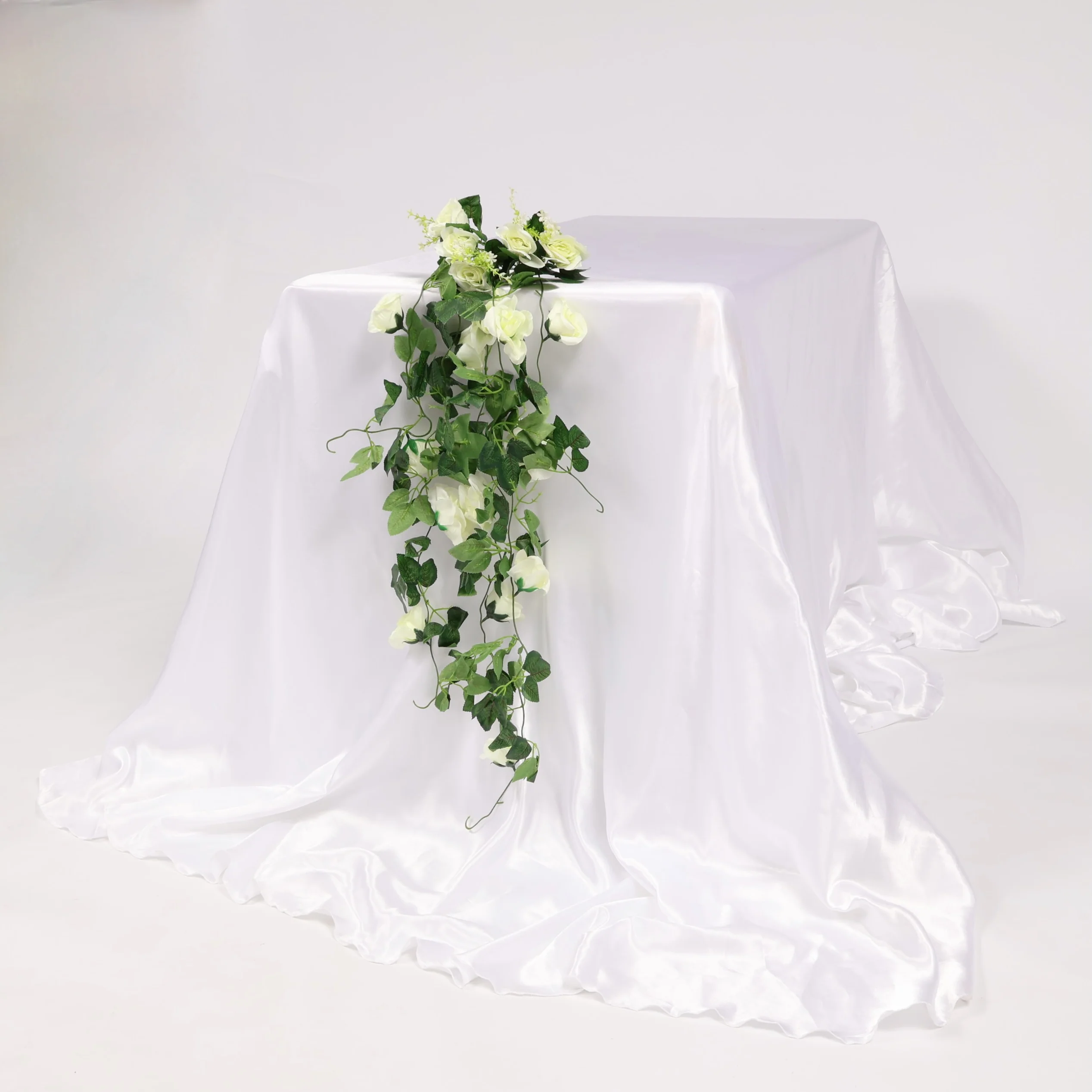 CLEARANCE White Rose (6cm) Flower Waterfall Bouquet - 1m - Image 5