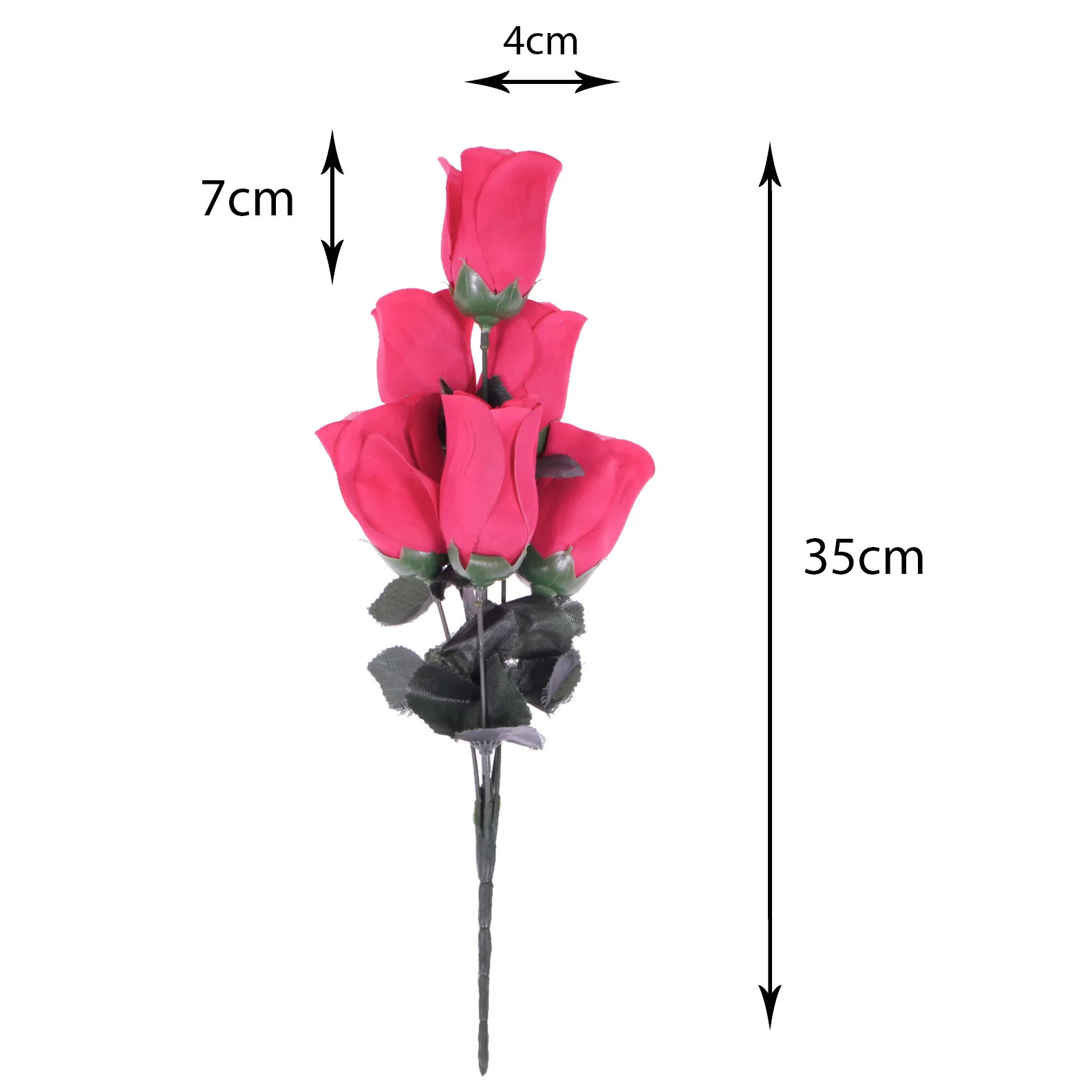 CLEARANCE Artificial Silk Premium Rose Bud Bouquet - Hot Pink - Image 3
