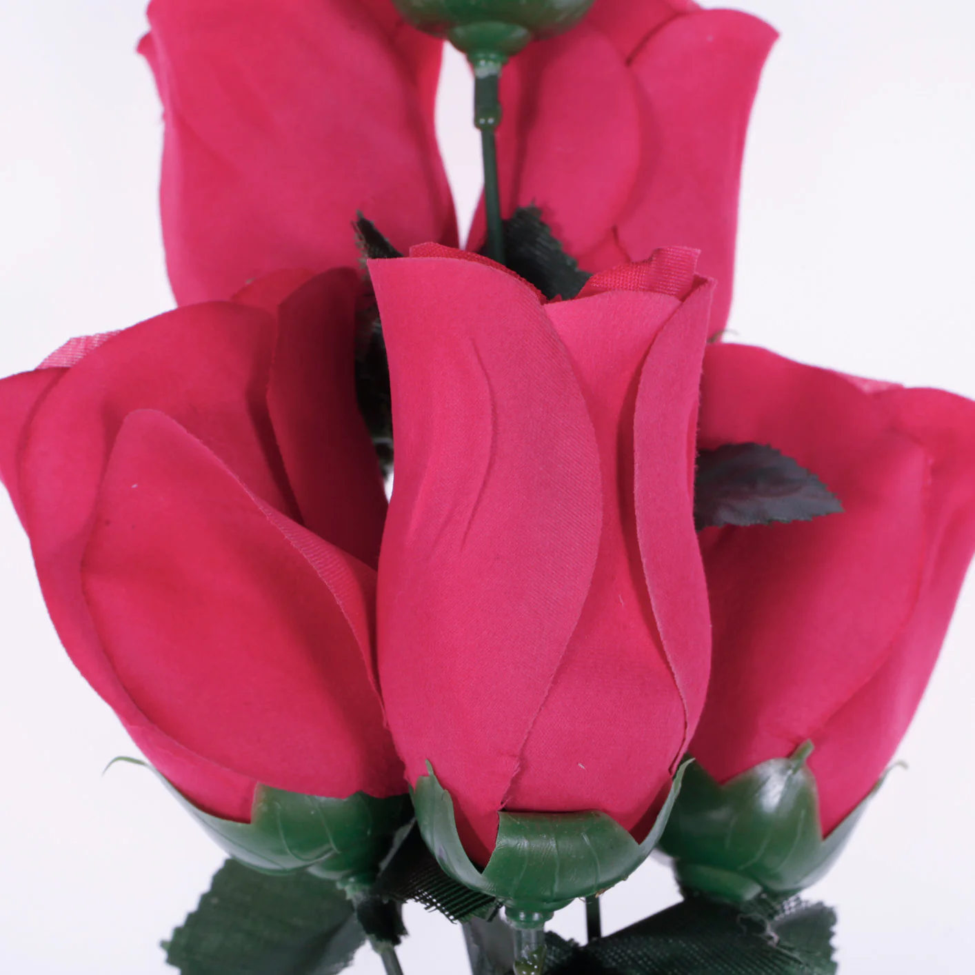 CLEARANCE Artificial Silk Premium Rose Bud Bouquet - Hot Pink - Image 4