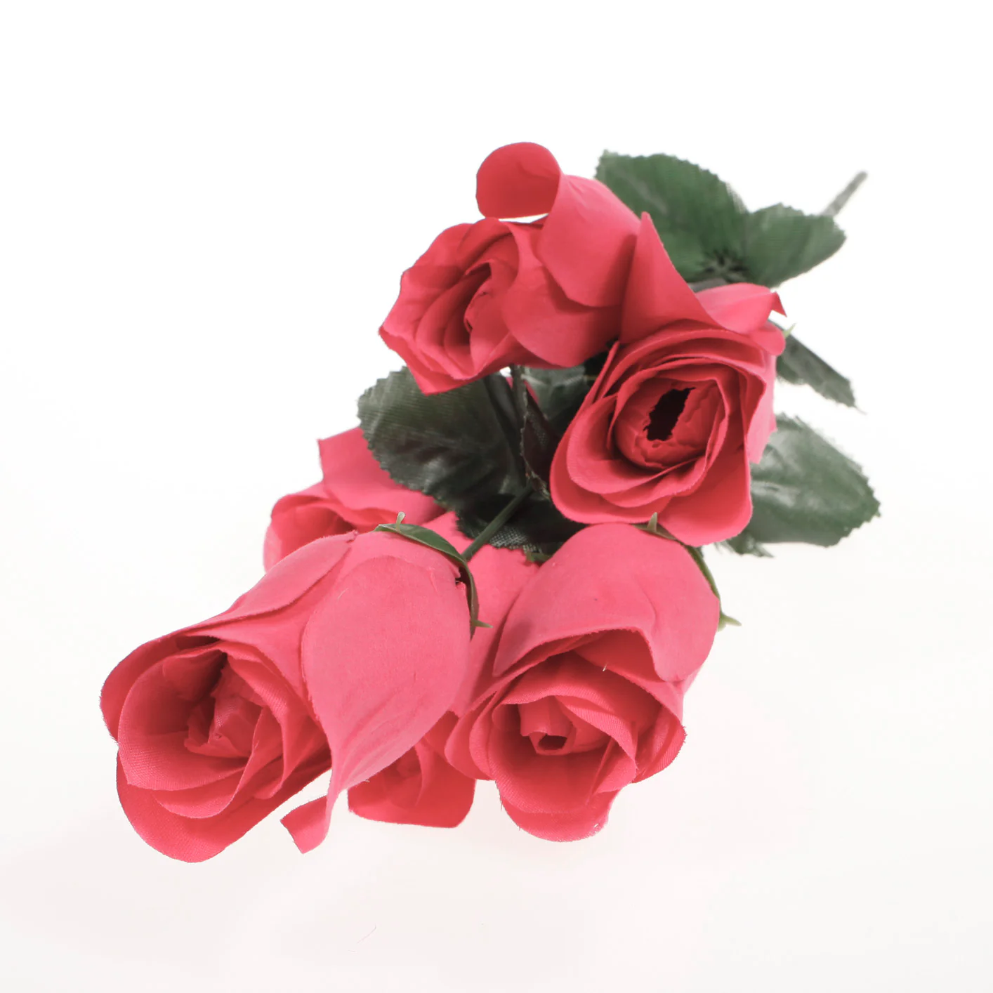 CLEARANCE Artificial Silk Premium Rose Bud Bouquet - Hot Pink - Image 5