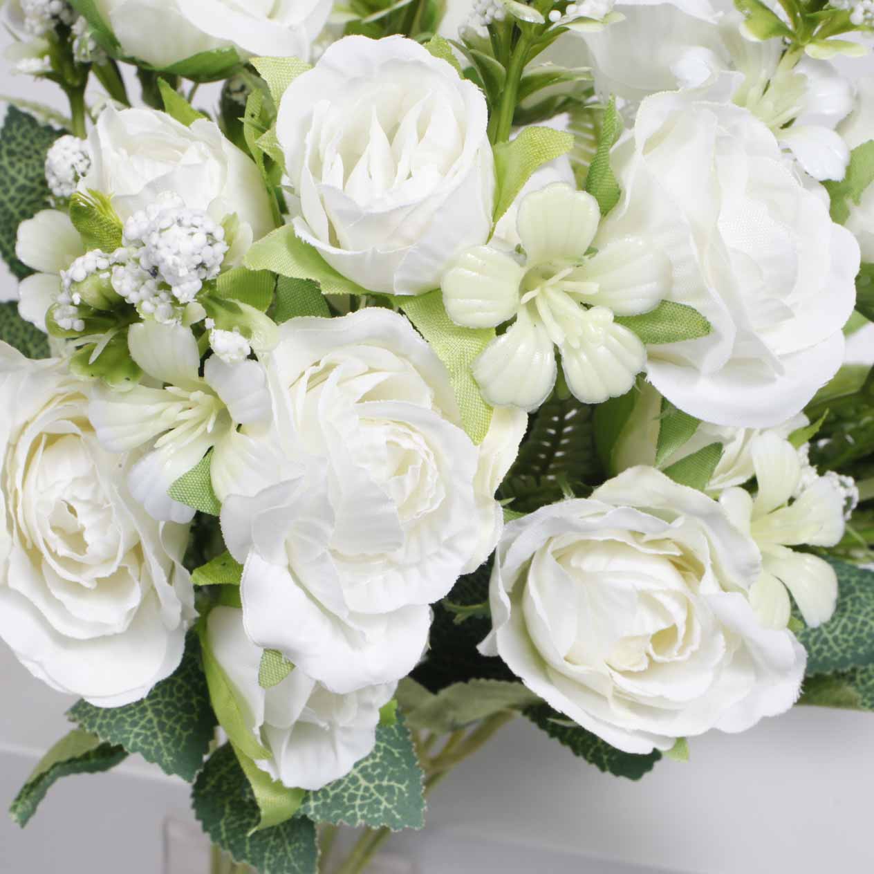 Artificial Rose Small Flower Bouquet - Spray Style - White (5cm heads) - Image 5