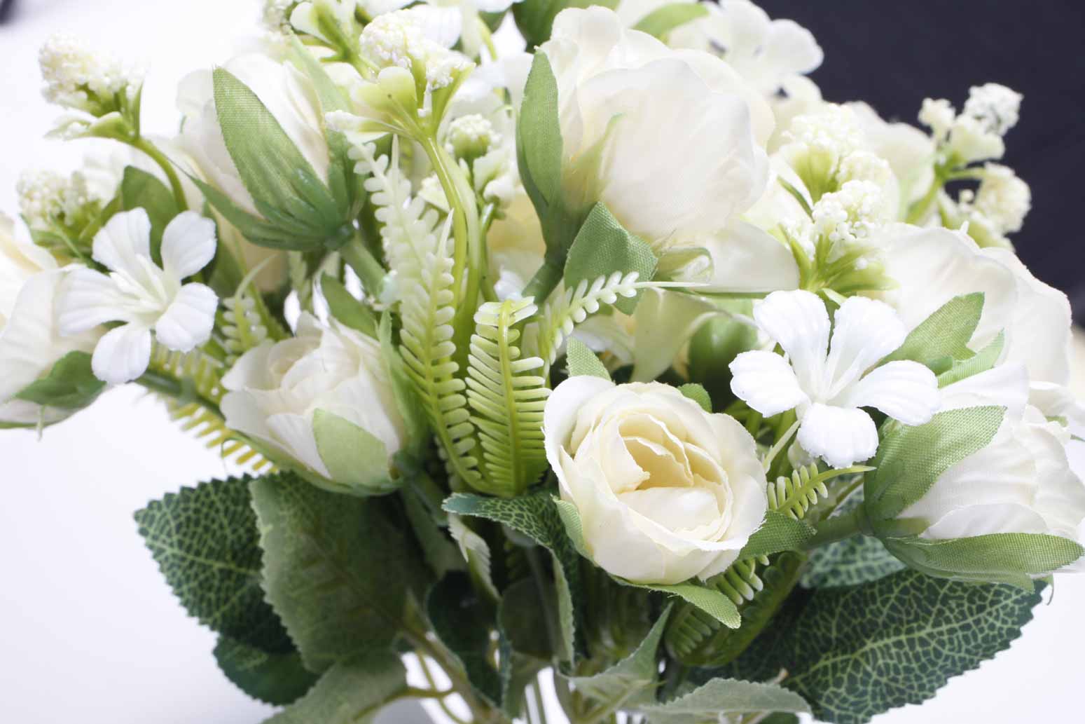 CLEARANCE Artificial Rose Small Flower Bouquet - Spray Style - Cream (5cm heads) - Image 3