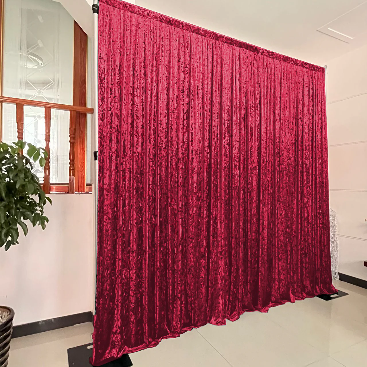 Velvet Backdrop Curtain - Burgundy (6x3m) - Image 3