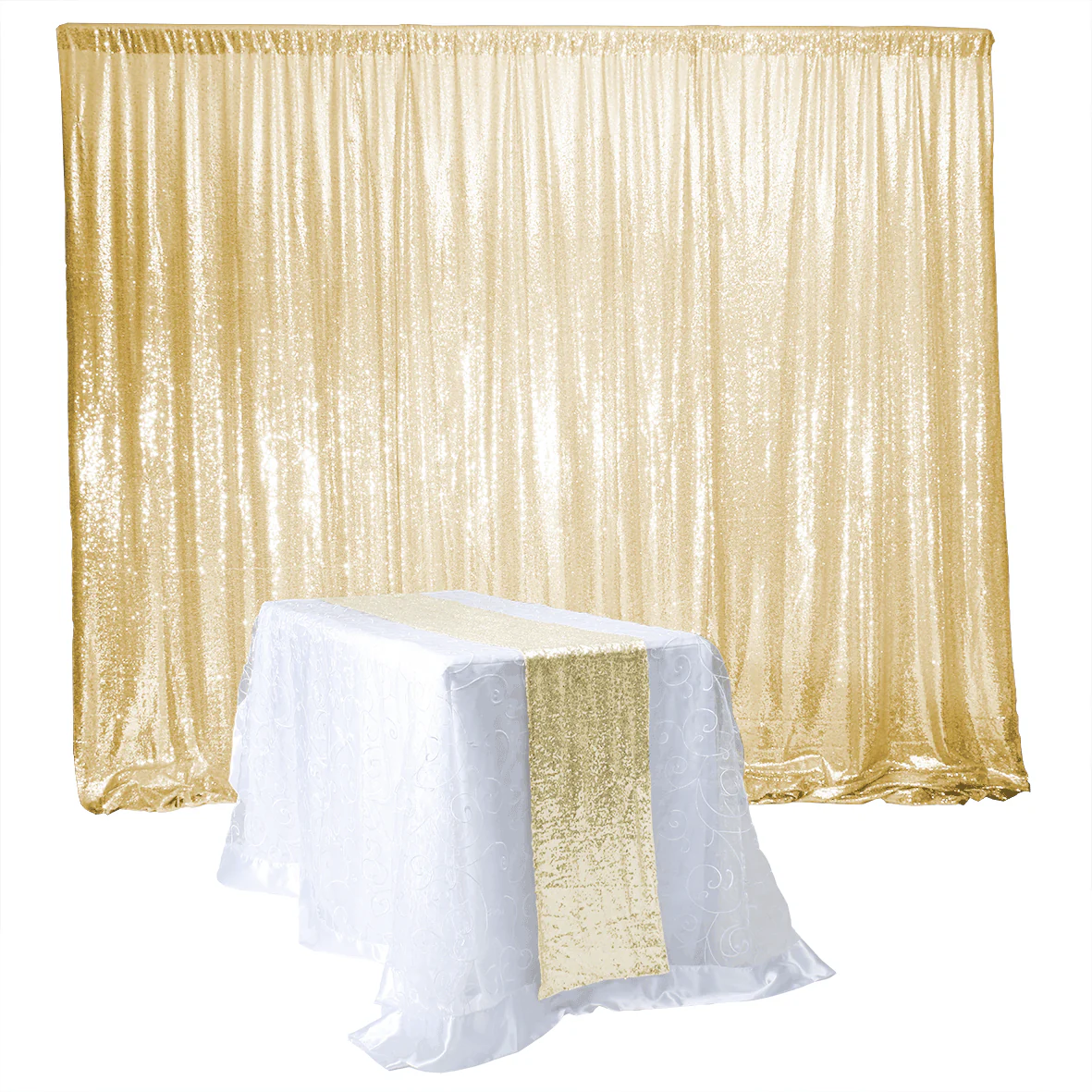 Sequin Backdrop Panel / Curtain - Champagne Gold (1.25x3m) - Image 3