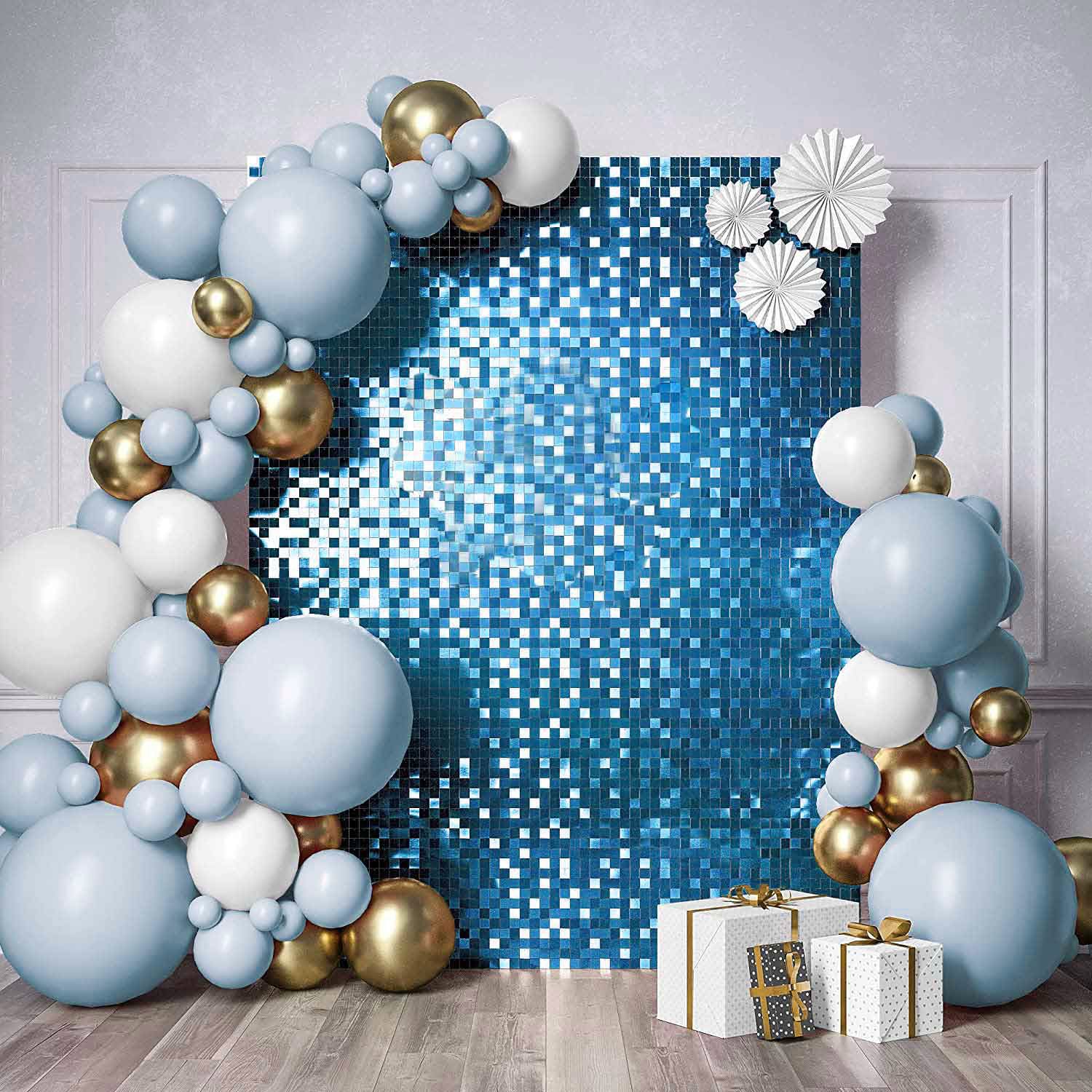 Sequin Shimmer Wall Backdrop Panels - Blue - Image 3