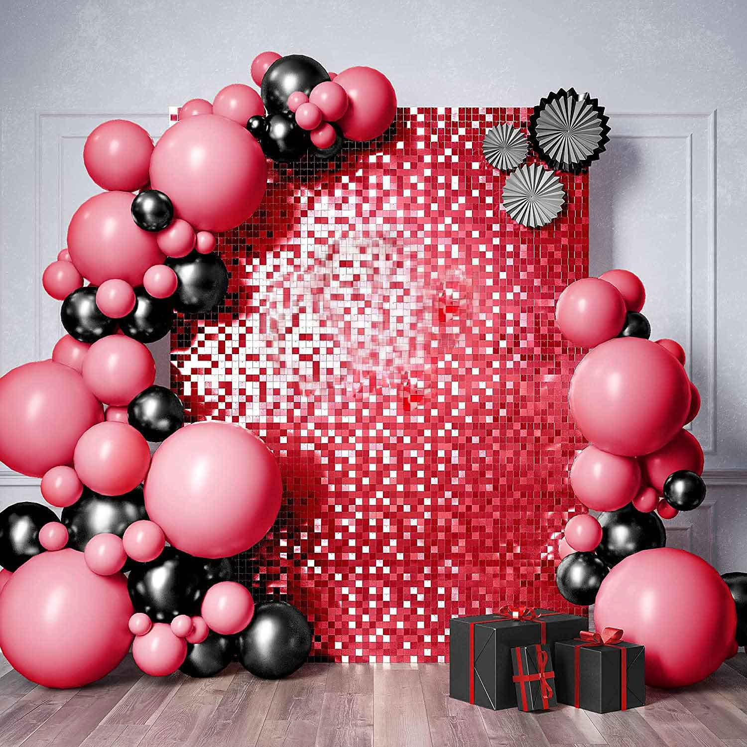 Sequin Shimmer Wall Backdrop Panels - Red - Image 4