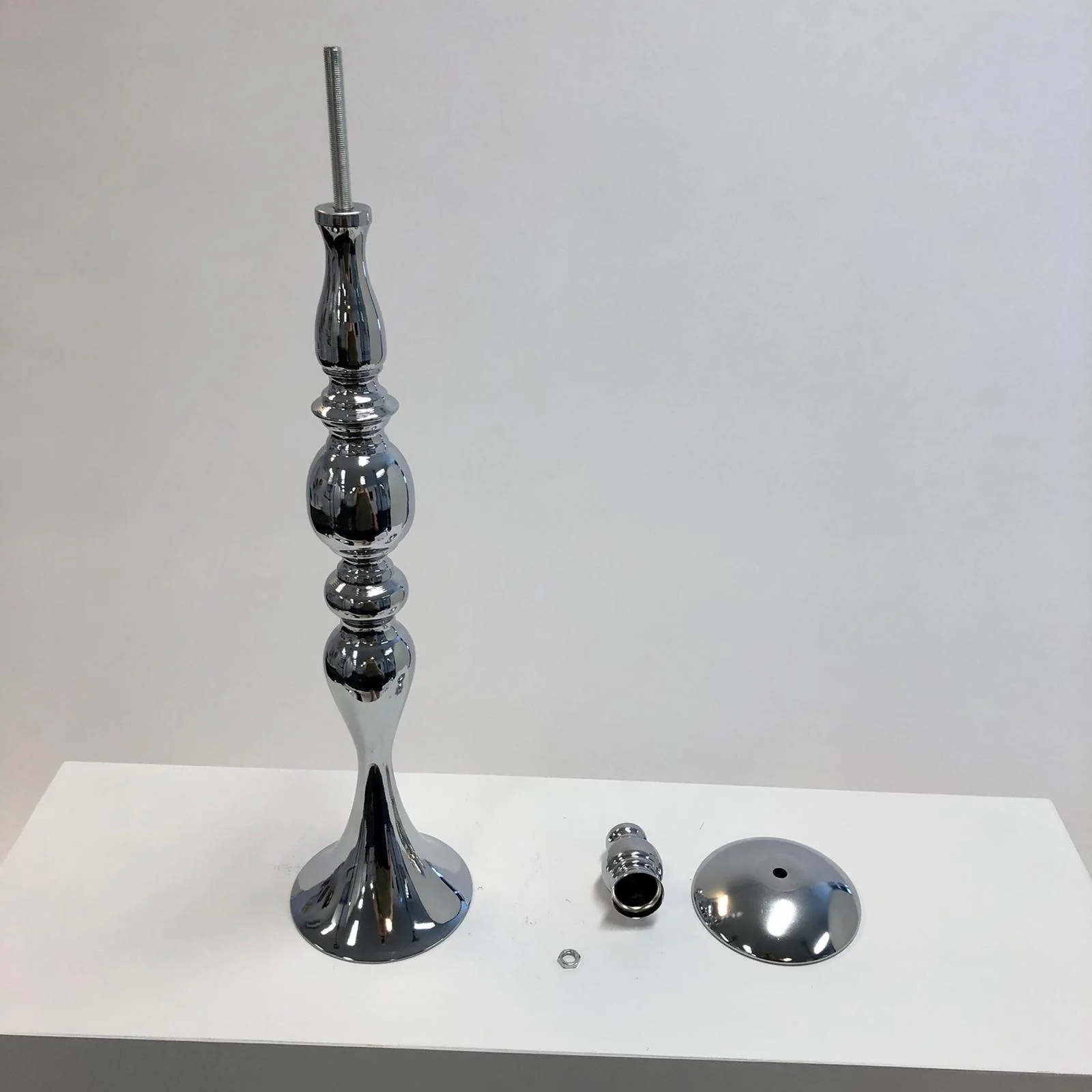 CLEARANCE Candlestick Pedestal Centrepiece Vase - Silver (58cmH) - Image 10