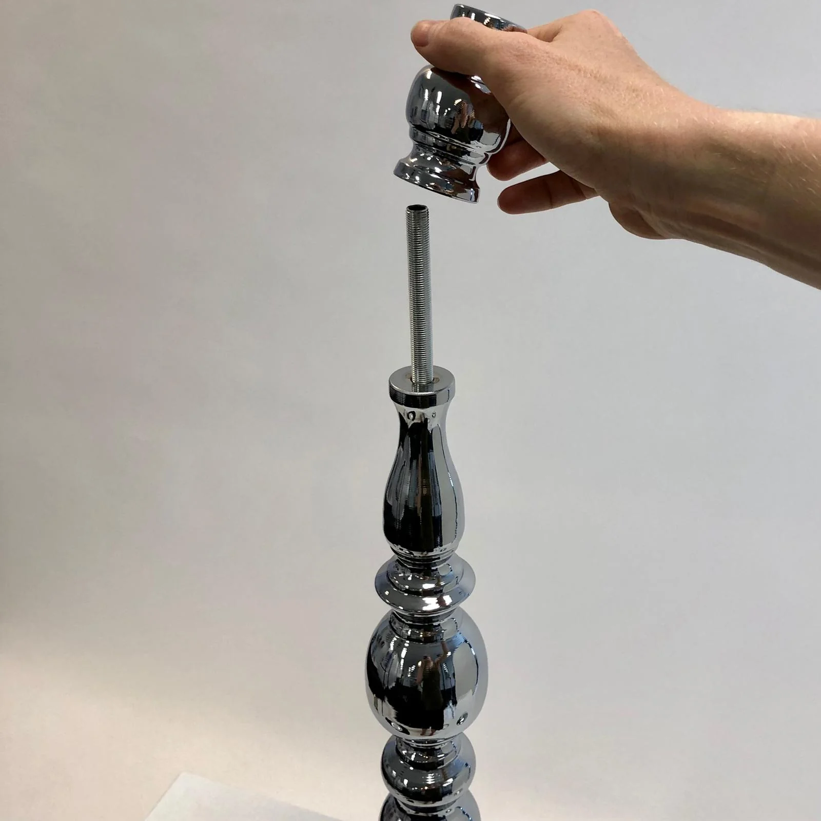 CLEARANCE Candlestick Pedestal Centrepiece Vase - Silver (58cmH) - Image 11