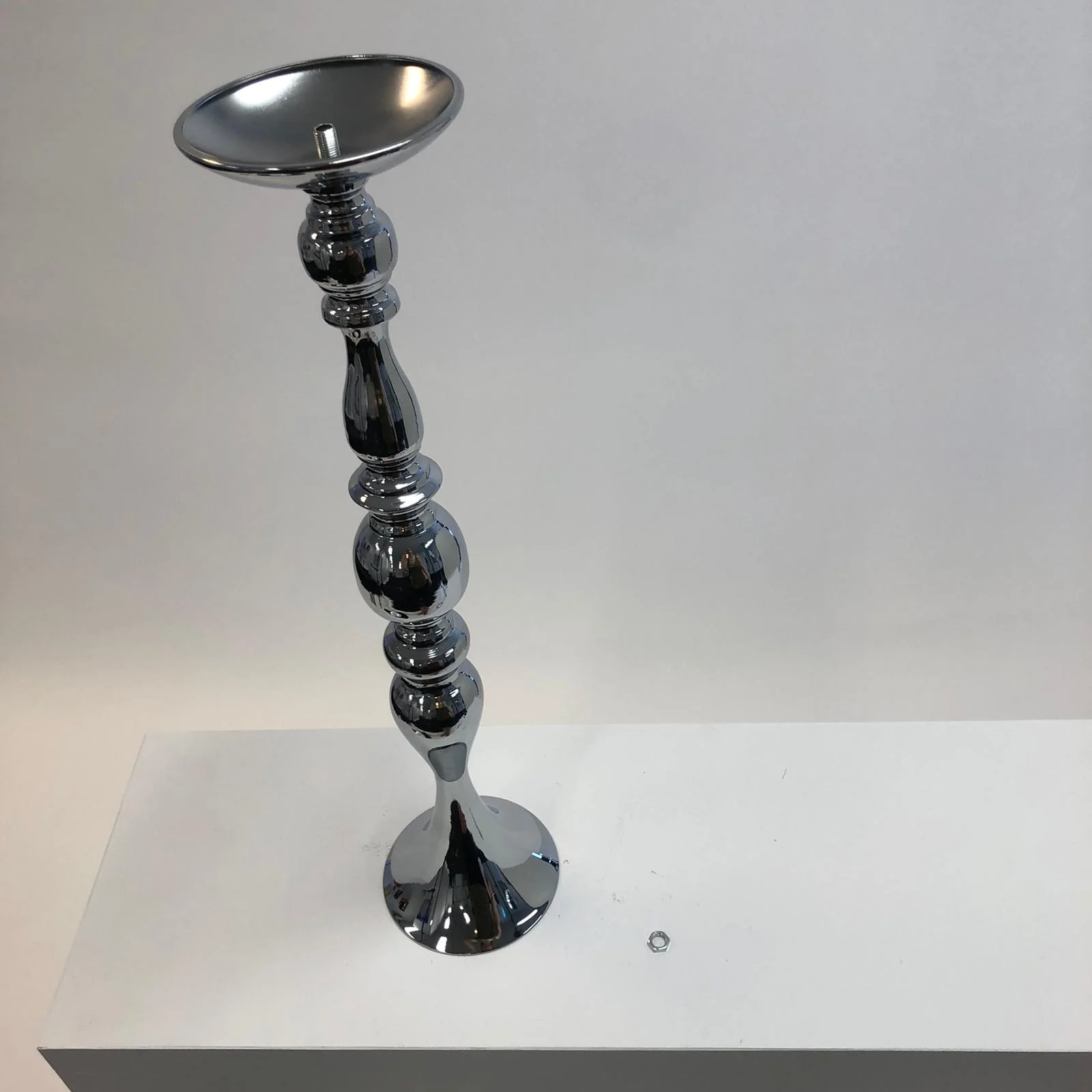 CLEARANCE Candlestick Pedestal Centrepiece Vase - Silver (58cmH) - Image 13