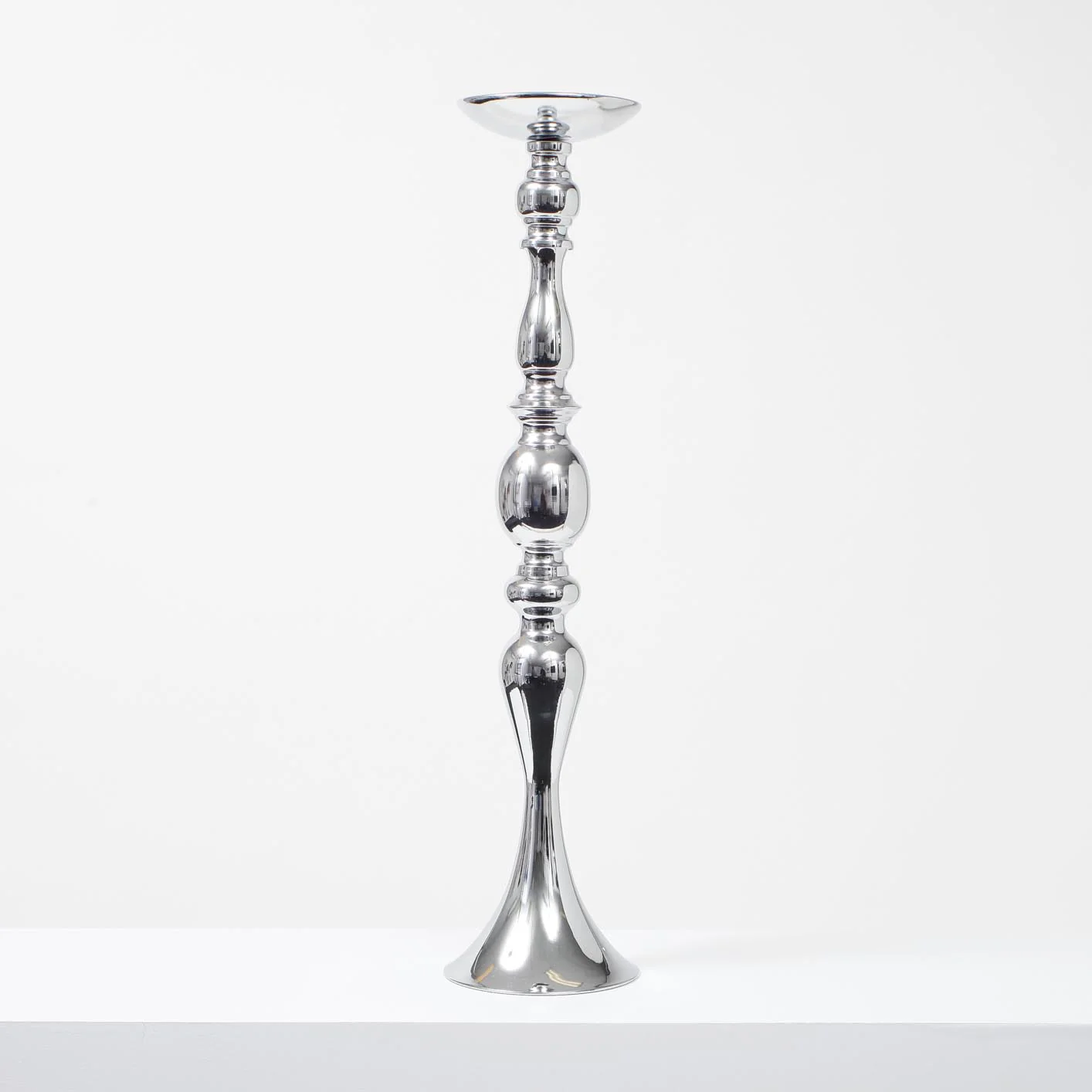 CLEARANCE Candlestick Pedestal Centrepiece Vase - Silver (58cmH) - Image 3