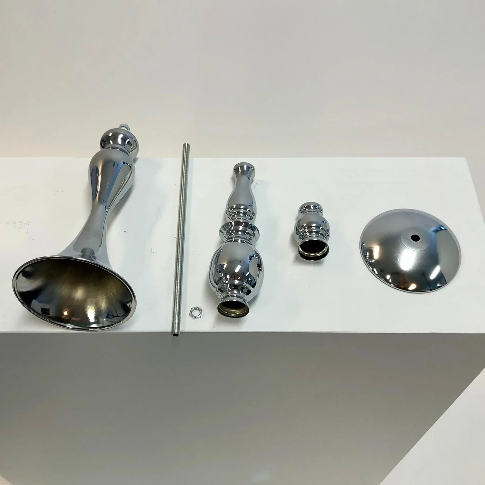 CLEARANCE Candlestick Pedestal Centrepiece Vase - Silver (58cmH) - Image 5