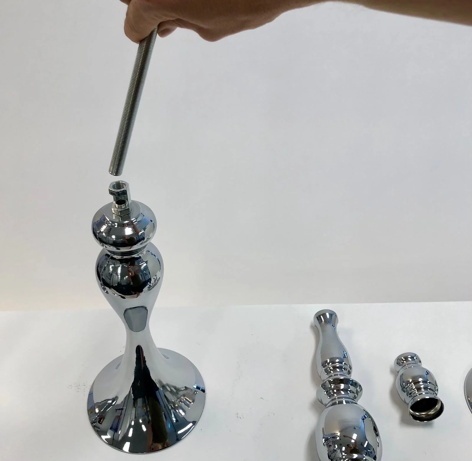 CLEARANCE Candlestick Pedestal Centrepiece Vase - Silver (58cmH) - Image 6