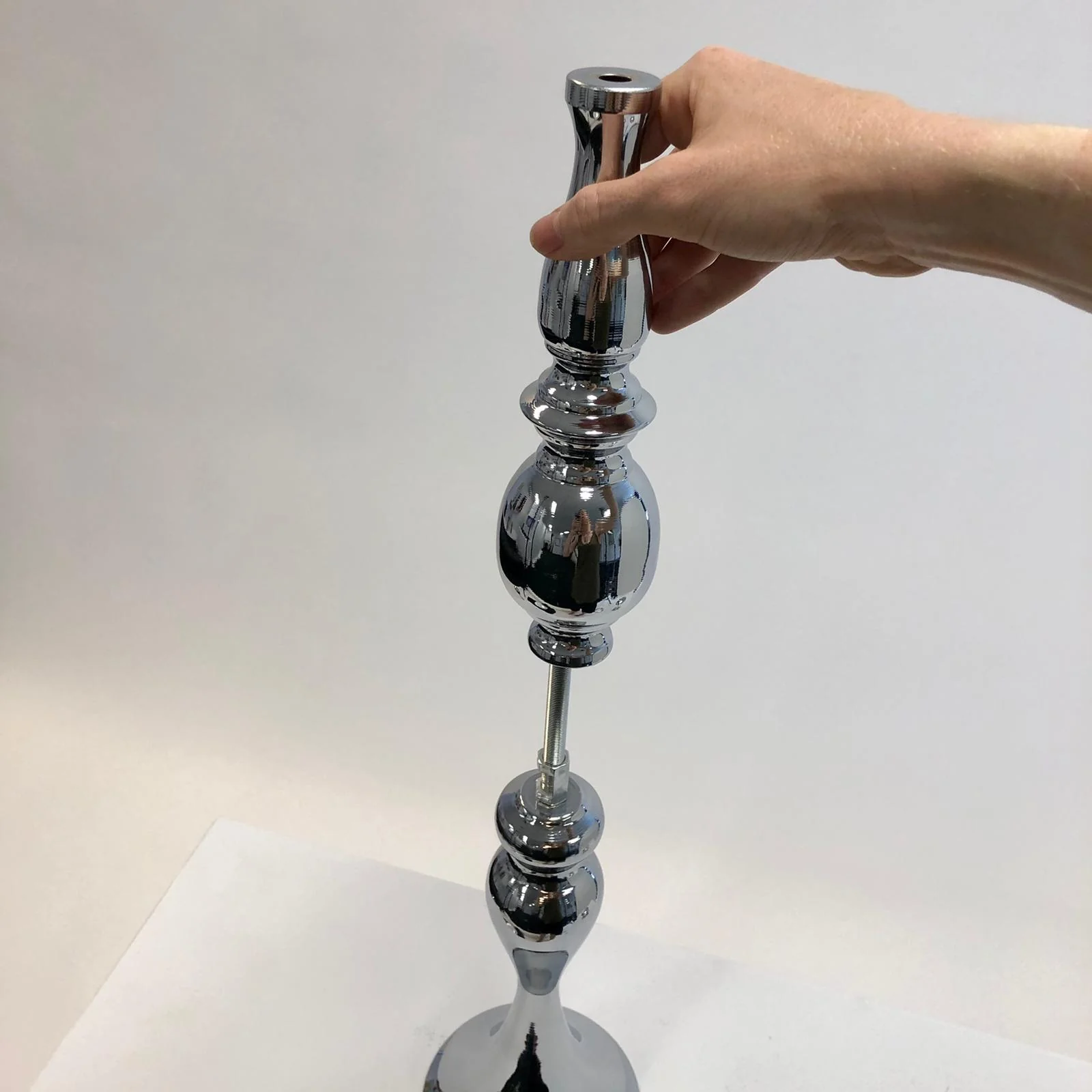 CLEARANCE Candlestick Pedestal Centrepiece Vase - Silver (58cmH) - Image 9