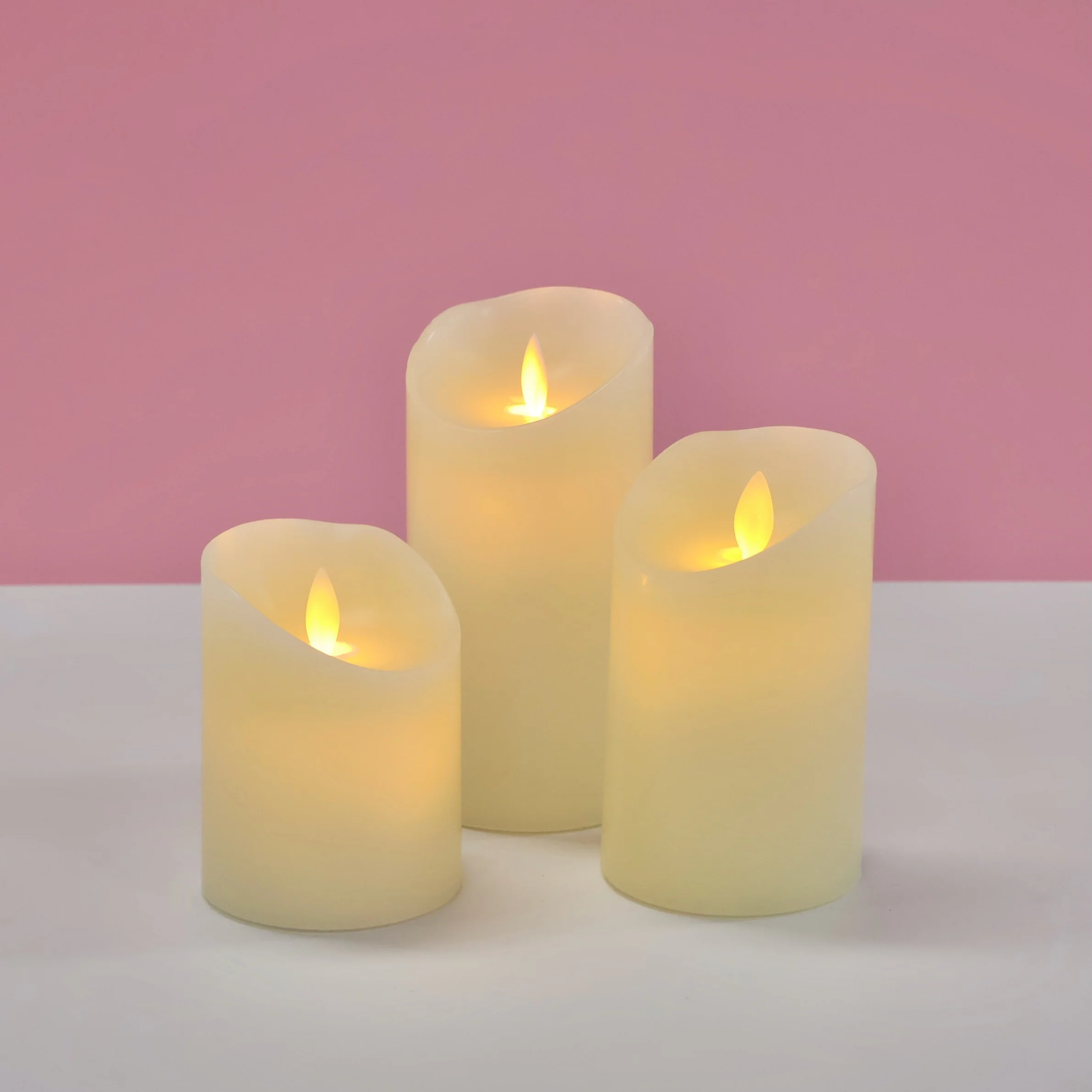 LED Flameless Flickering Wax Pillar Candle - Ivory (7.5x10cm) - Image 3