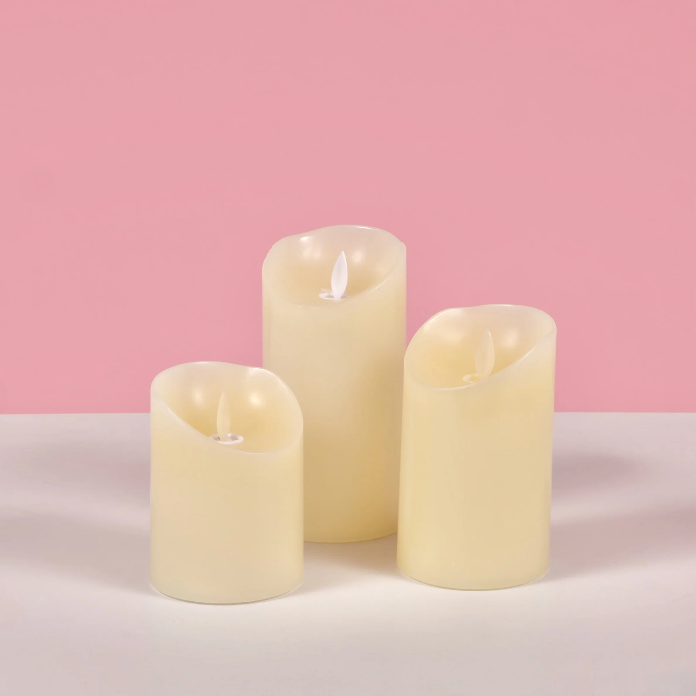 LED Flameless Flickering Wax Pillar Candle - Ivory (7.5x10cm) - Image 4