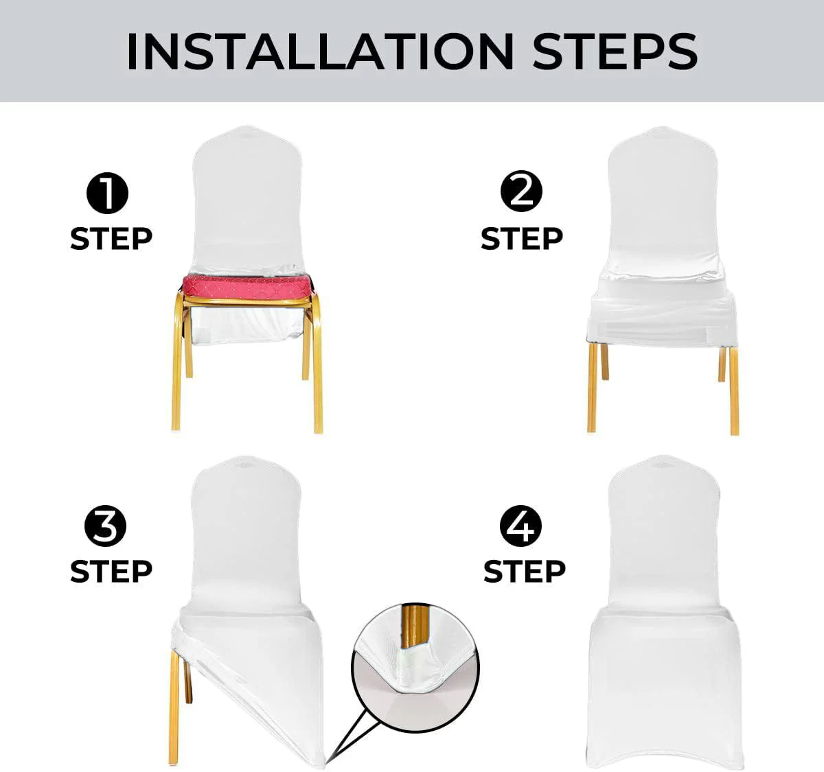 Lycra Chair Covers - White (190gsm) - Image 10